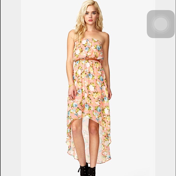 🌺 Pink High Low Tropical Dress