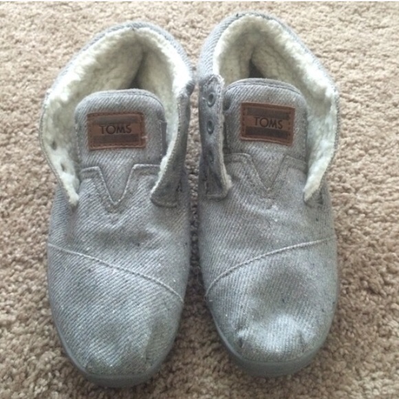 Gray TOMS slip-ons