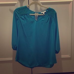 Teal maternity blouse from Pale Sky