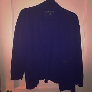 Navy cardigan - 3/4 length sleeve and ribbed lapel