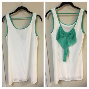White Dress w/scoop back with teal now, small