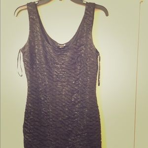 Short black rouched sparkly dress