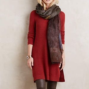 Anthropologie Rust Orange Sweater Tunic Dress