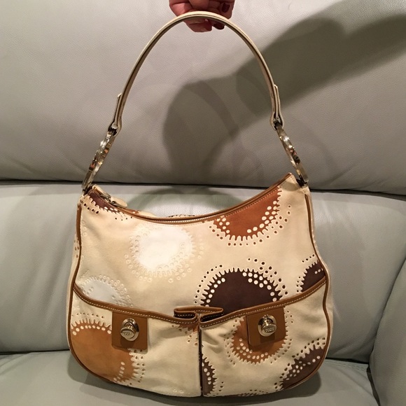 Tod's Handbags - Tod's Suede Beige/Brown Hobo Purse