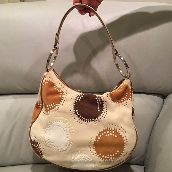 Tod's Suede Beige/Brown Hobo Purse - Picture 2 of 3