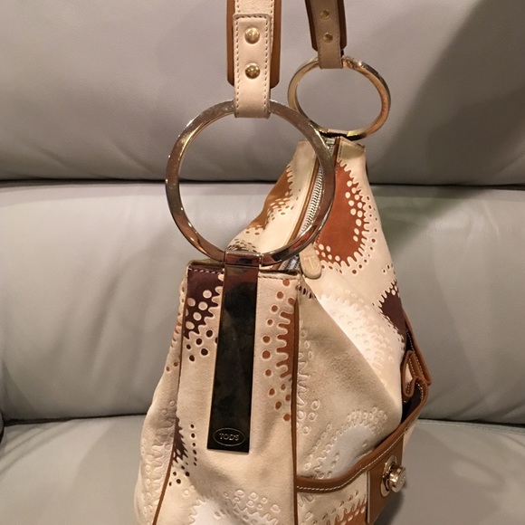 Tod's Suede Beige/Brown Hobo Purse - Picture 3 of 3