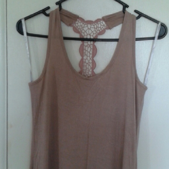 NWOT Nude pink maxi dress with lace racer back