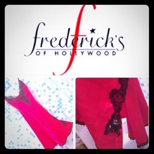 FREDERICK'S OF HOLLYWOOD Red Satin Feel Nighty