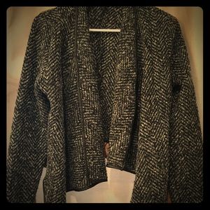 Ark & Co. Draped Heathered Black & White Jacket- S