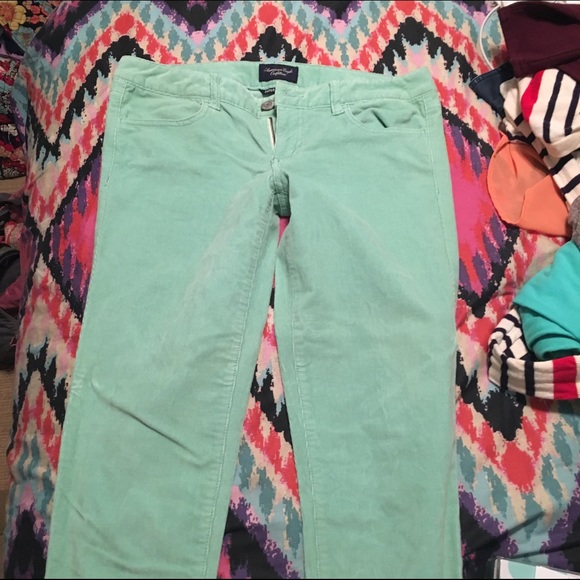 Mint green corduroy AEO pants