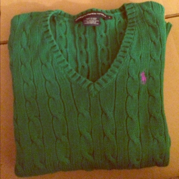Green V-Neck Ralph Lauren Polo Sport