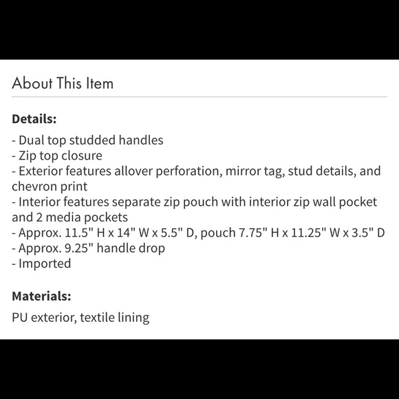 🎉HP 11/17 Steve Madden Studded Tote&Pouch - Picture 3 of 4