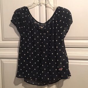 Navy Polk a Dot Mesh Shirt