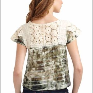 Free People La Palma Green and cream top