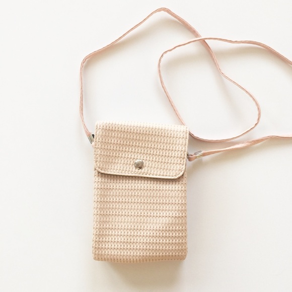 Blush Textured Faux Leather Mini Crossbody Purse - Picture 2 of 3
