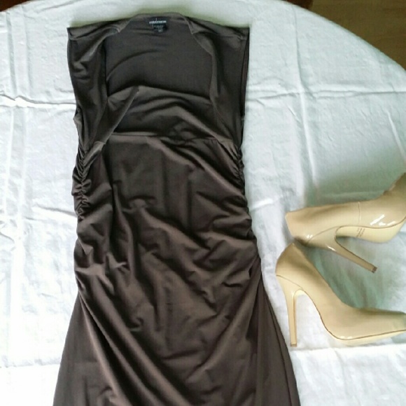 Slate grey ruched midi dress