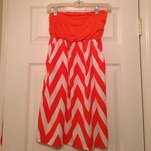 Orange & White Chevron Dress