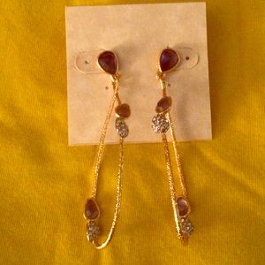 Alexis Bittar gold earrings w/crystals and stones