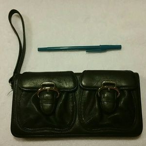 Cole Haan black leather wristlet
