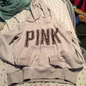 Heather grey cheetah hoodie HTF