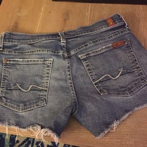 7 jeans, cut off denim shorts