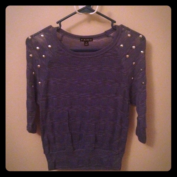 Striped sweater w/ shoulder detailing
