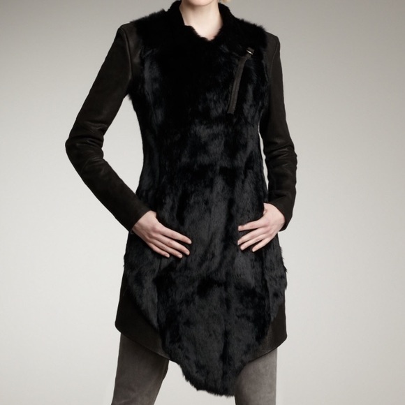 Helmut Lang Fur/Leather Coat combo jacket Auth