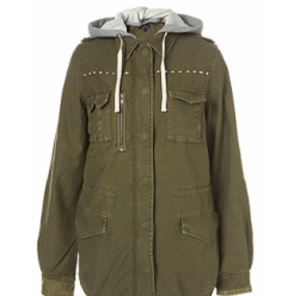 Topshop Army green stud jacket - size small