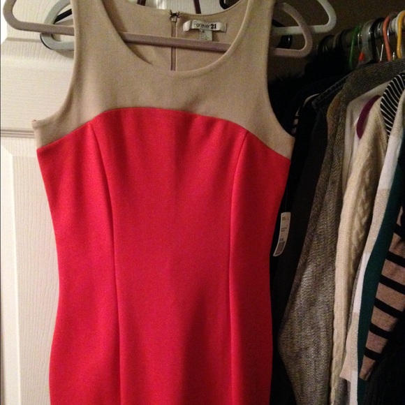 Taupe and orange dress