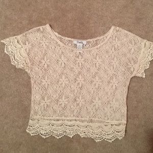 Lace and crocheted sleeved top. Size small
