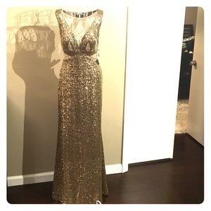 Gorgeous gold formal with mesh cut out sides/back