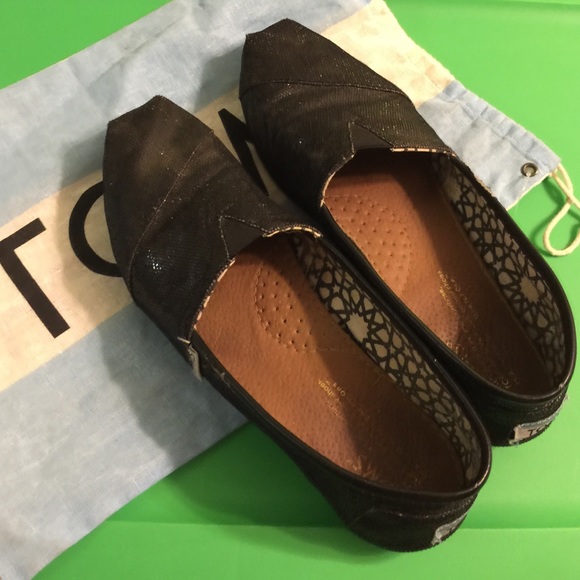 Sparkly Black Toms