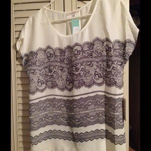 41 Hawthorn Milan Lace Print Pleat Blouse