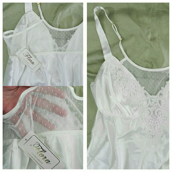 Lingerie Chemise Embroidered Bridal Slip White - Picture 3 of 4
