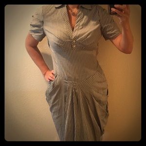 KAREN MILLEN Striped Button Down Dress- M