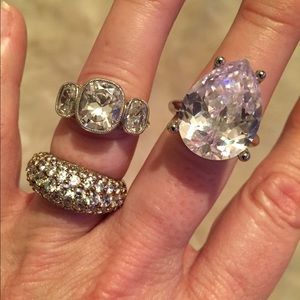 Cubic Zirconia Cocktail Rings. Set of 3