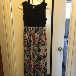 Floral and lace maxi dress