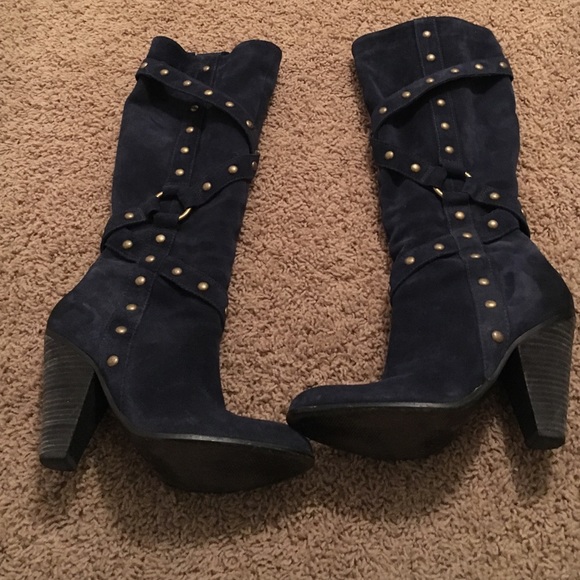 Carlos Santana blue sued studded boots