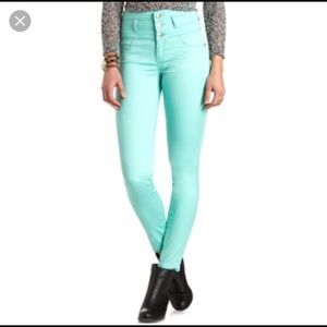 High-waisted turquoise jeans by Refuge