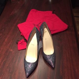 Christian louboutins, turq/violet leopard lame!!