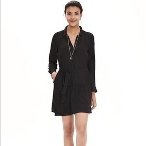 Banana republic Black crepe shirt dress NWT