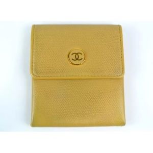 Authentic Chanel CC Beige Leather Coin Wallet