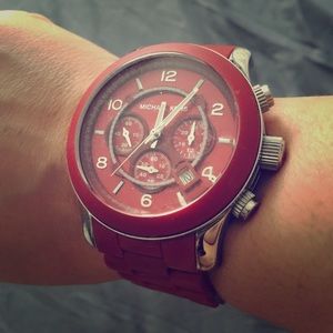 Michael kors red/silver watch
