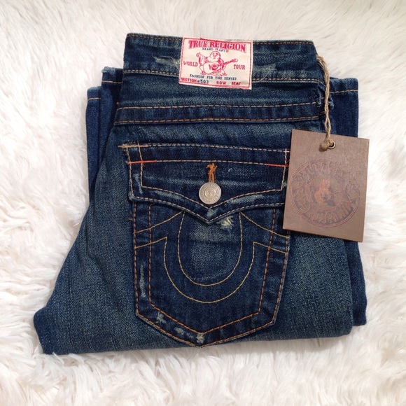 True Religion Joey Destroyed Denim Flare Jeans