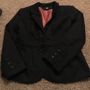 Black cotton three button blazer with cute lining