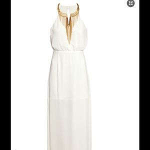 White embellished necklace dress