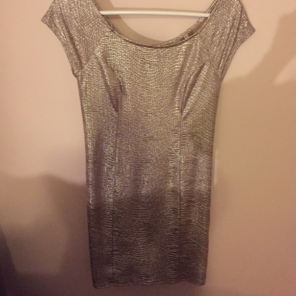 Guess gold shimmer foil bodycon dress