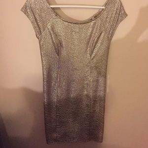 Guess gold shimmer foil bodycon dress