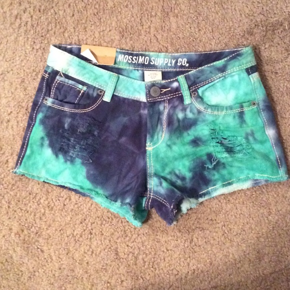 MOVING SALE Tye dye blue green distressed shorts