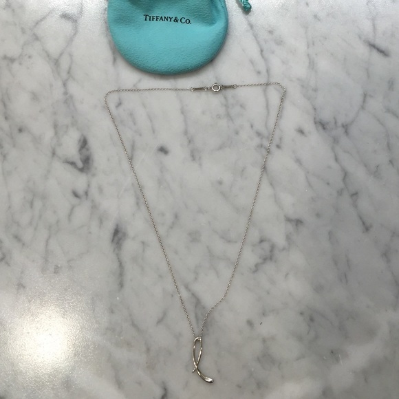 Tiffany & Co silver L necklace. 100% authentic.